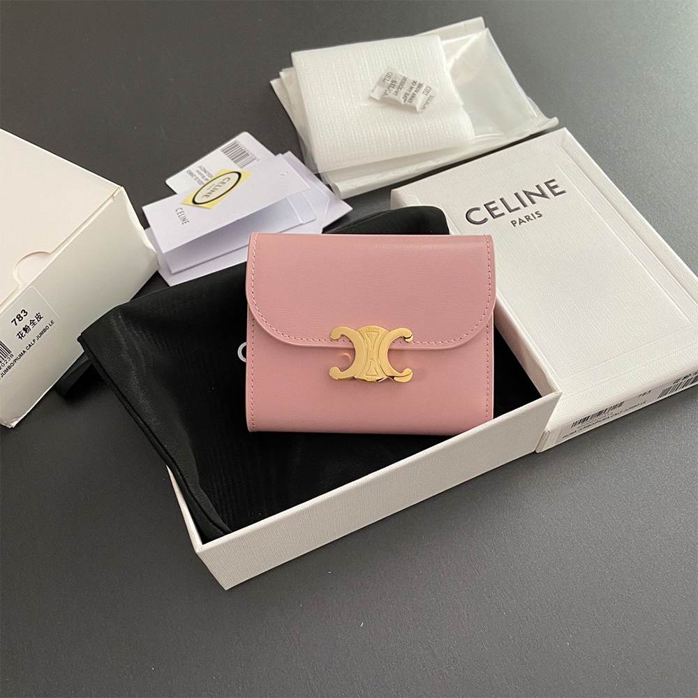 Ce1i*e Small Flap Wallet TRIOMPHE IN Shiny calfskin(HIGH-END GRADE)