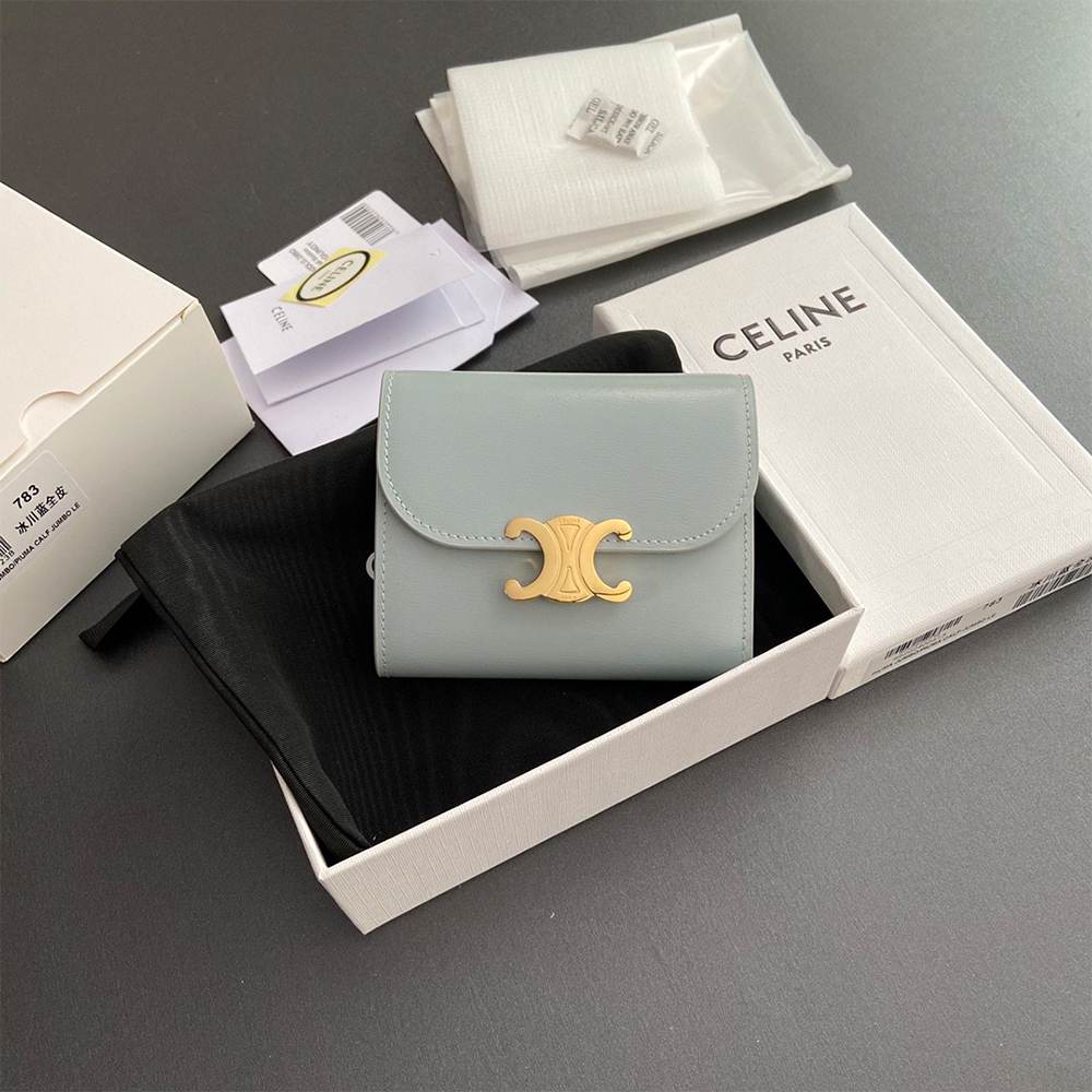 Ce1i*e Small Flap Wallet TRIOMPHE IN Shiny calfskin(HIGH-END GRADE)