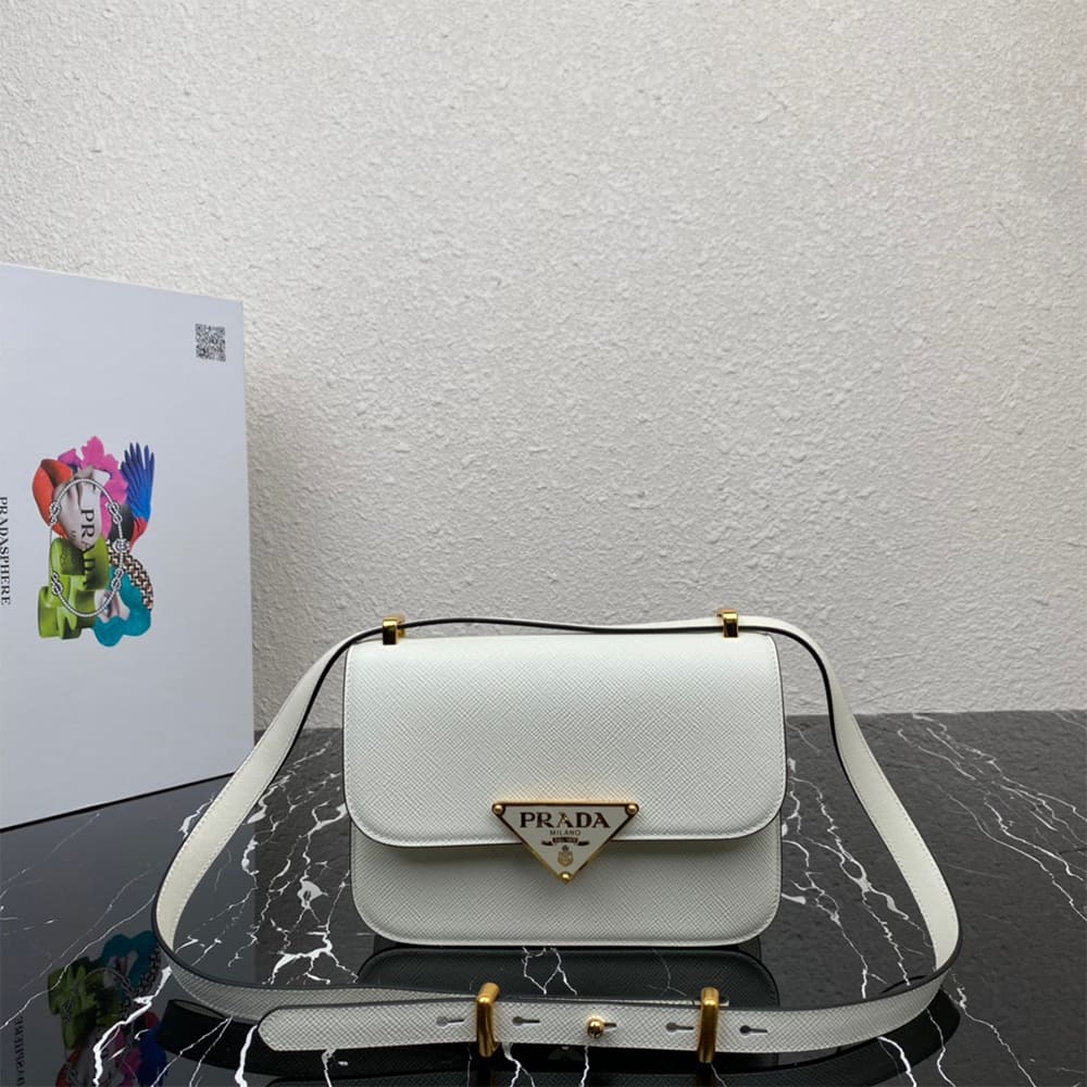 Pra*a Saffiano leather flap shoulder bag(HIGH-END GRADE)