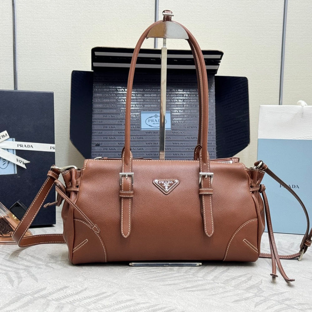 Pra*a Bonnie medium antiqued leather tote bag(HIGH-END GRADE)