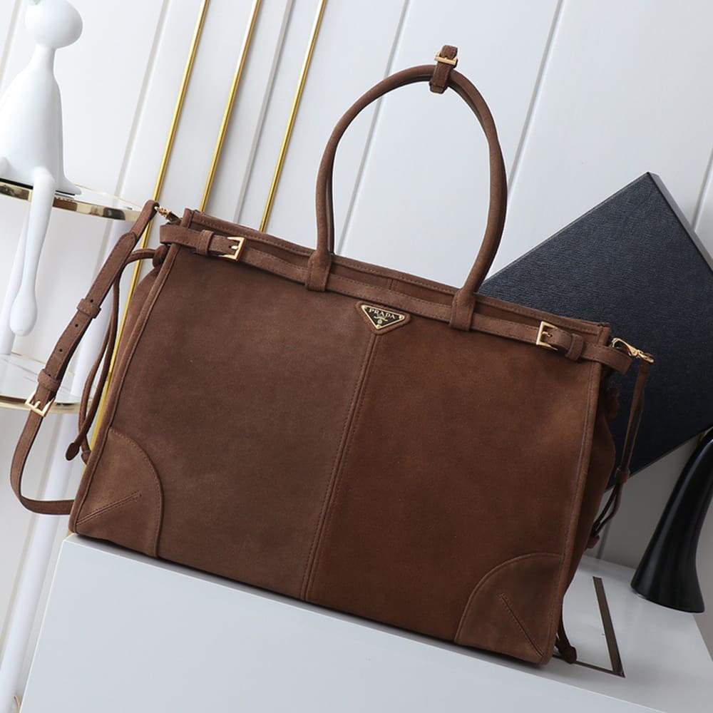 Pra*a Bonnie extra-large suede handbag(HIGH-END GRADE)