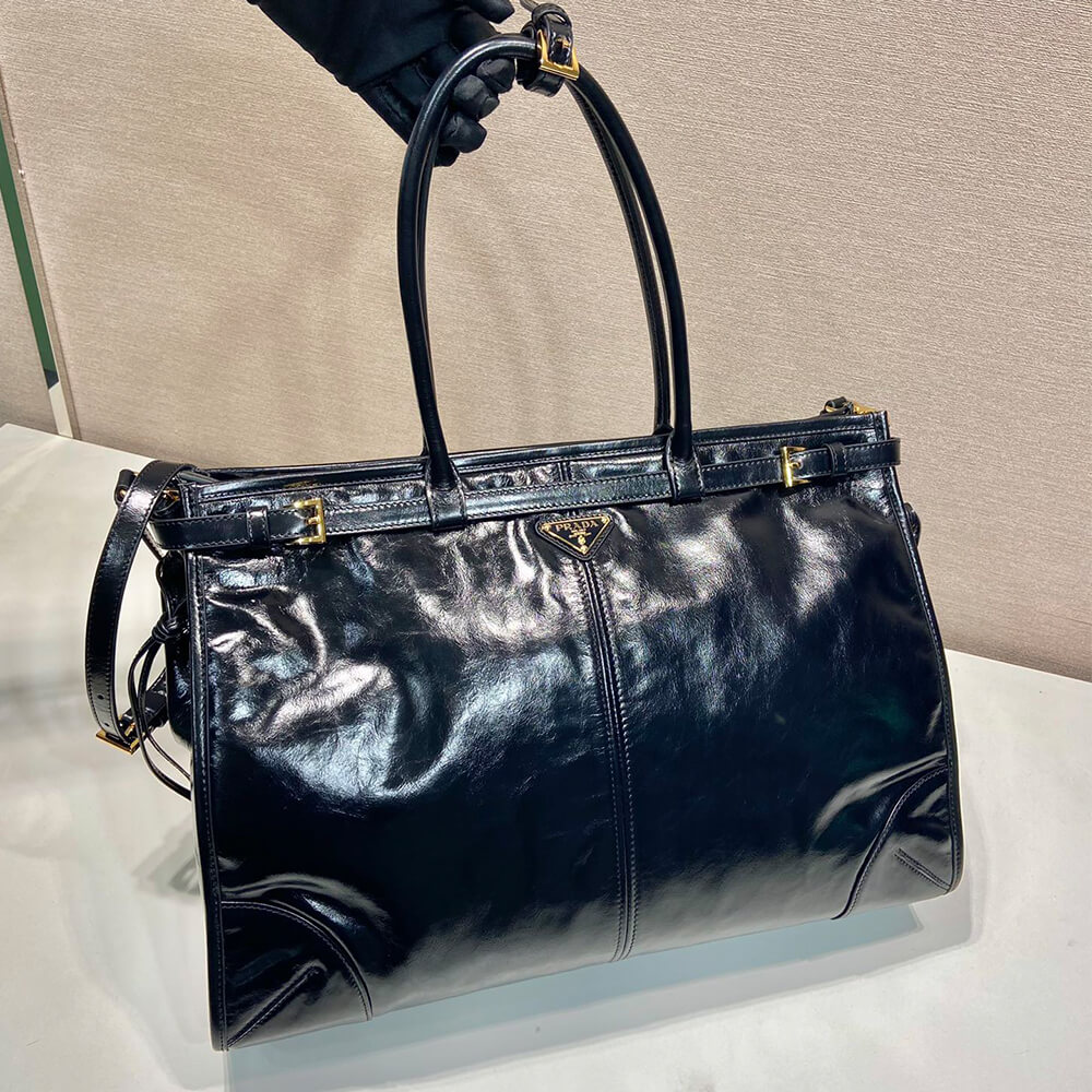 Pra*a Bonnie extra-large leather handbag(HIGH-END GRADE)