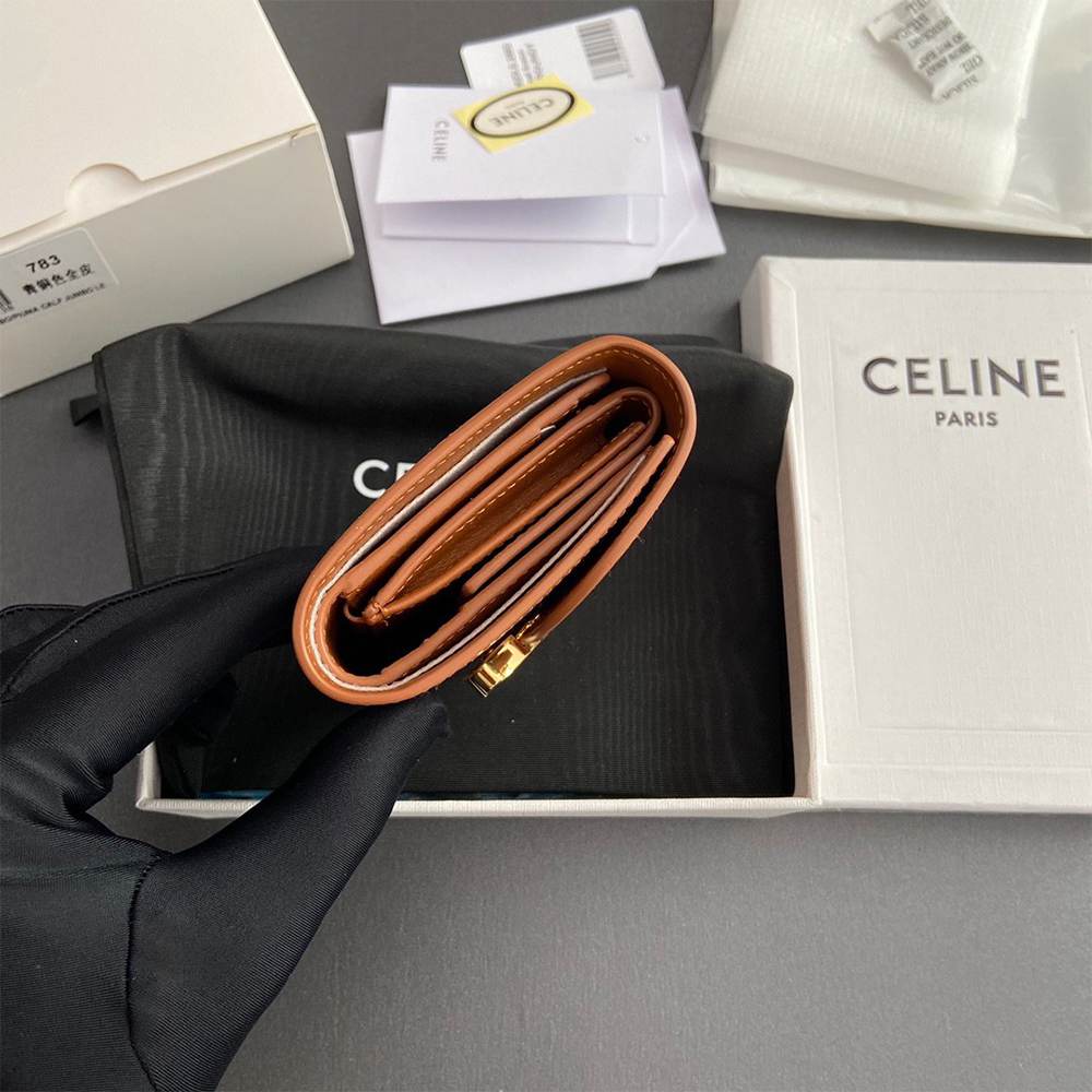 Ce1i*e Small Flap Wallet TRIOMPHE IN Shiny calfskin(HIGH-END GRADE)
