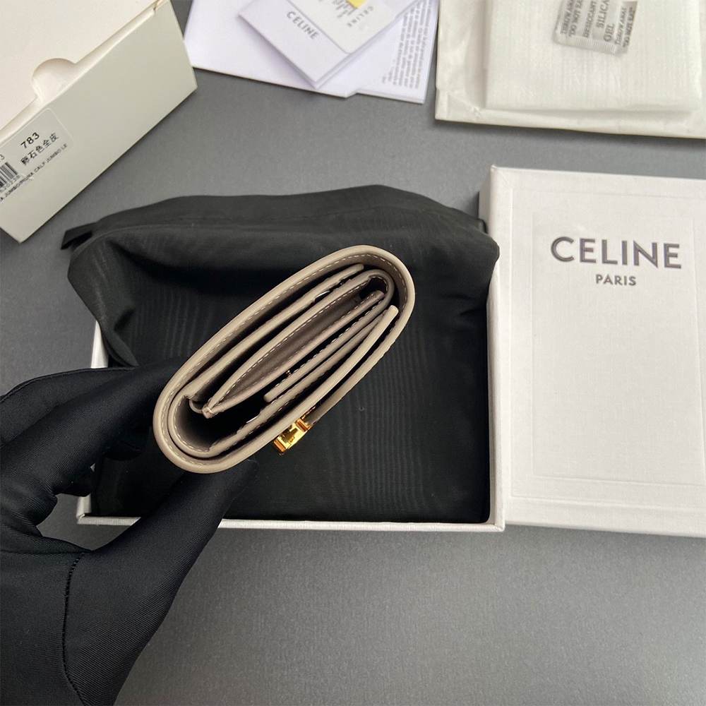 Ce1i*e Small Flap Wallet TRIOMPHE IN Shiny calfskin(HIGH-END GRADE)