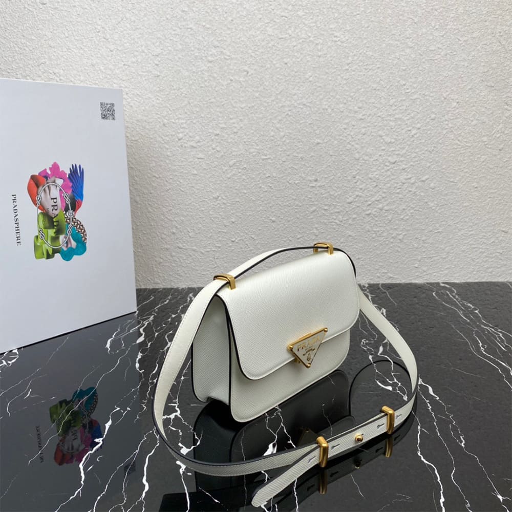 Pra*a Saffiano leather flap shoulder bag(HIGH-END GRADE)