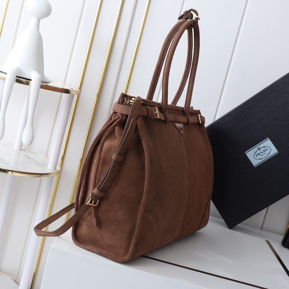 Pra*a Bonnie extra-large suede handbag(HIGH-END GRADE)