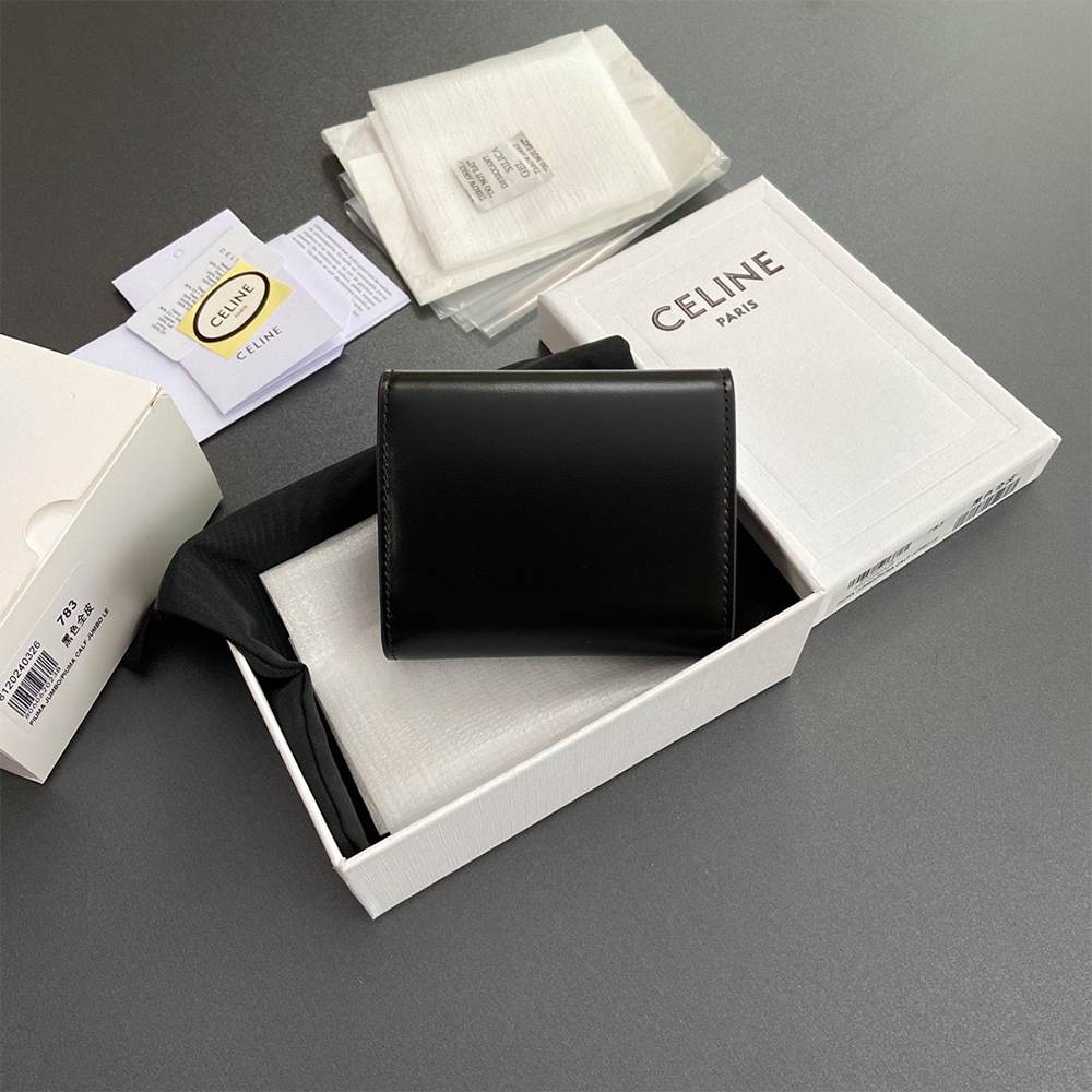 Ce1i*e Small Flap Wallet TRIOMPHE IN Shiny calfskin(HIGH-END GRADE)