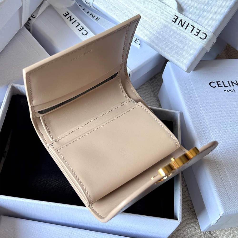 Ce1i*e Small Flap Wallet TRIOMPHE IN Shiny calfskin(HIGH-END GRADE)