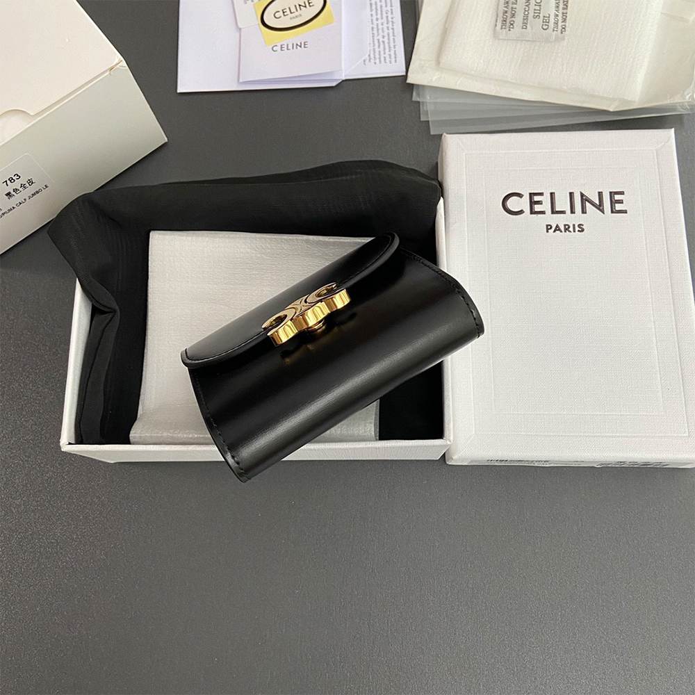 Ce1i*e Small Flap Wallet TRIOMPHE IN Shiny calfskin(HIGH-END GRADE)