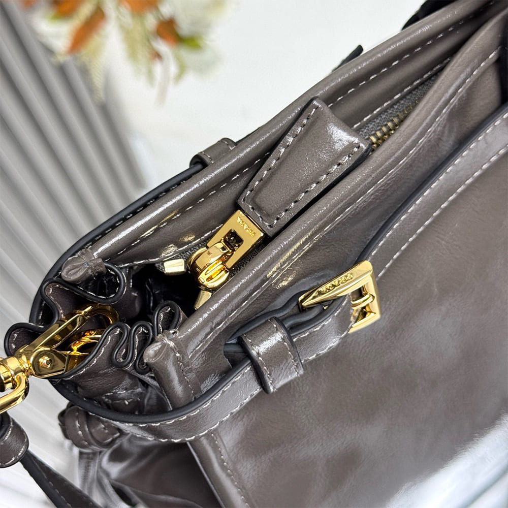 Pra*a Bonnie extra-large leather handbag(HIGH-END GRADE)