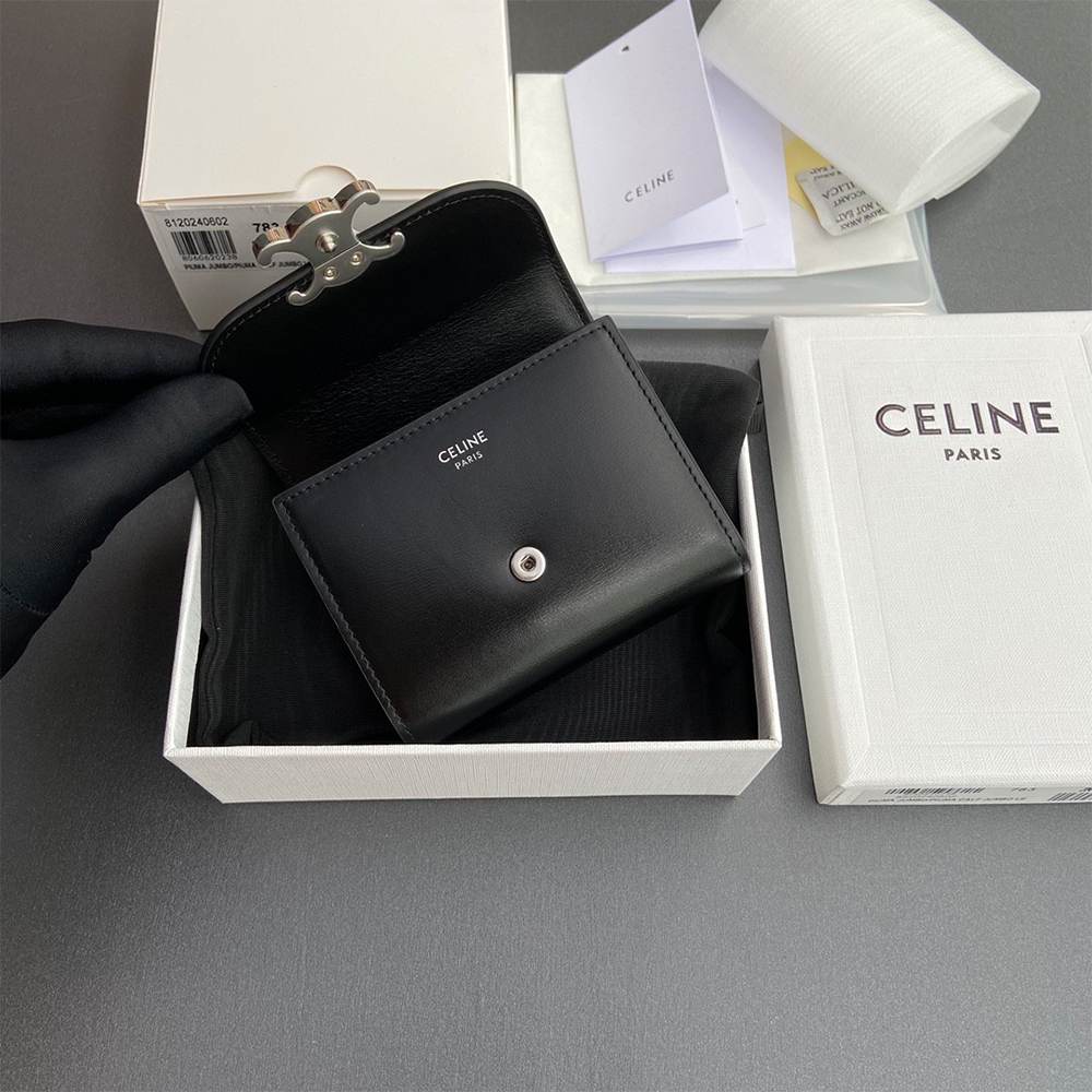 Ce1i*e Small Flap Wallet TRIOMPHE IN Shiny calfskin(HIGH-END GRADE)