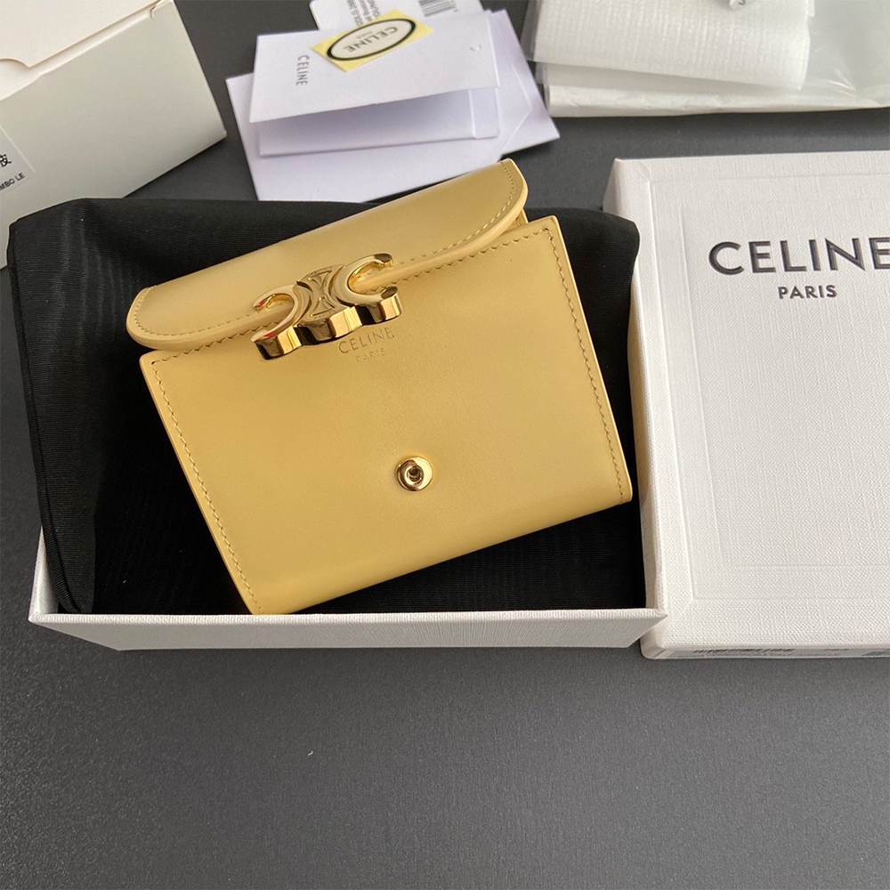 Ce1i*e Small Flap Wallet TRIOMPHE IN Shiny calfskin(HIGH-END GRADE)