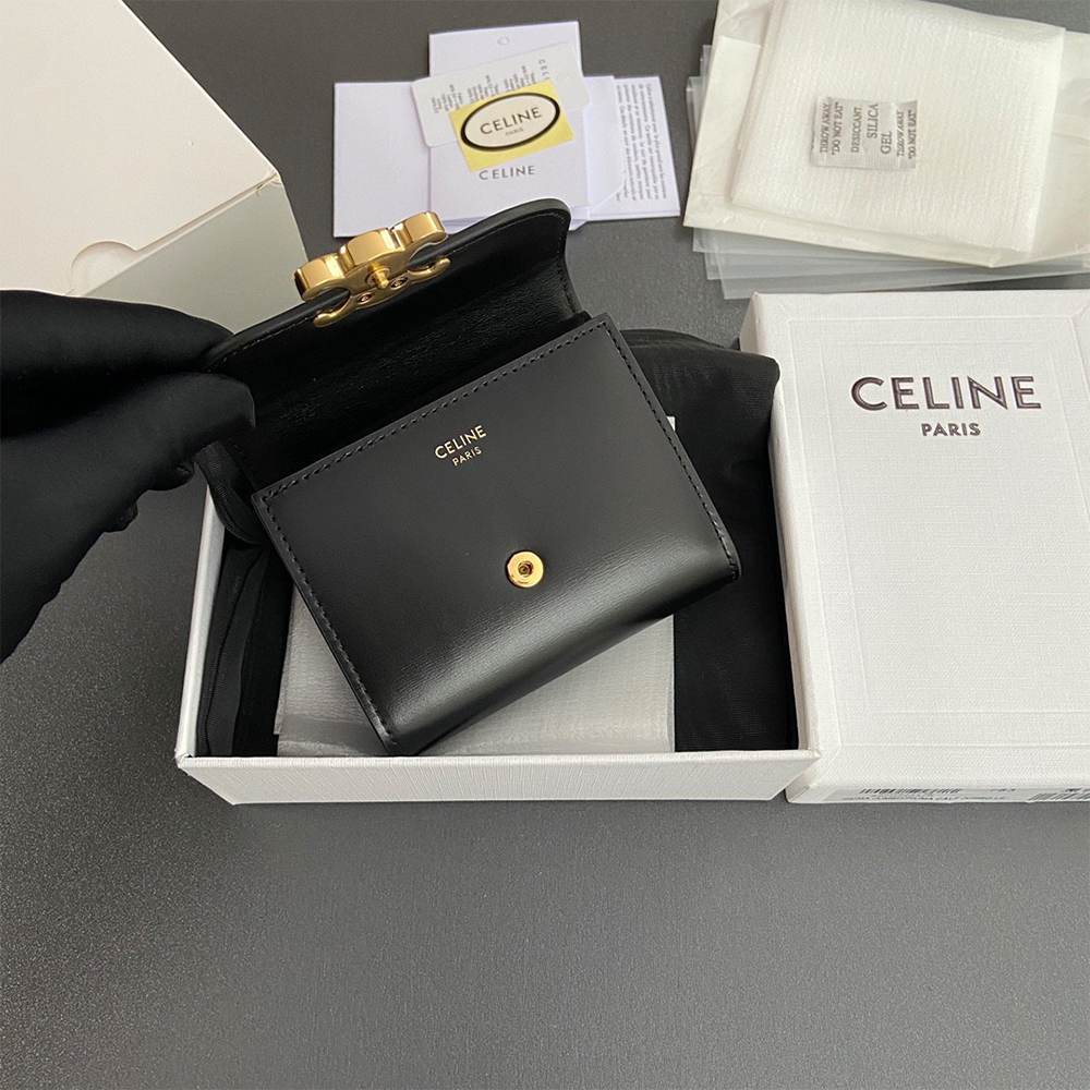 Ce1i*e Small Flap Wallet TRIOMPHE IN Shiny calfskin(HIGH-END GRADE)