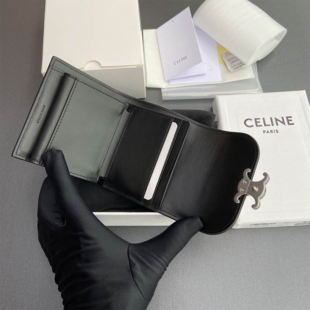 Ce1i*e Small Flap Wallet TRIOMPHE IN Shiny calfskin(HIGH-END GRADE)