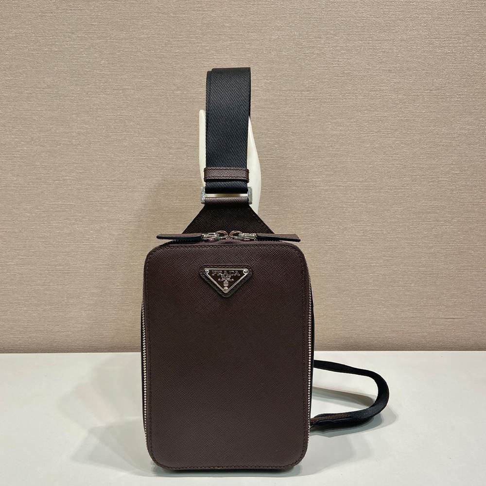 Pra*a Brique Saffiano leather bag