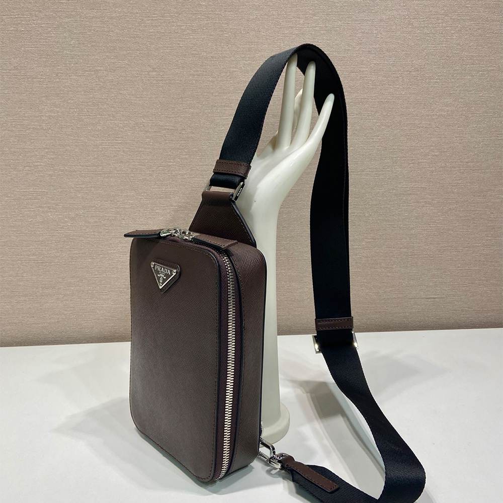 Pra*a Brique Saffiano leather bag