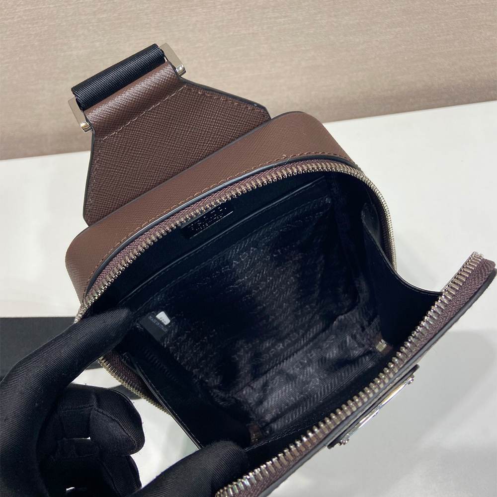 Pra*a Brique Saffiano leather bag