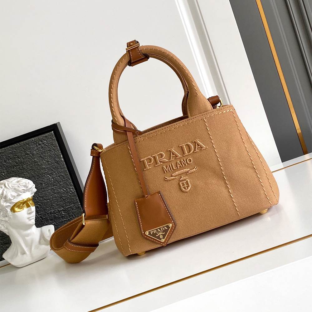 Pra*a Jardinière cotton canvas mini-bag(HIGH-END GRADE)