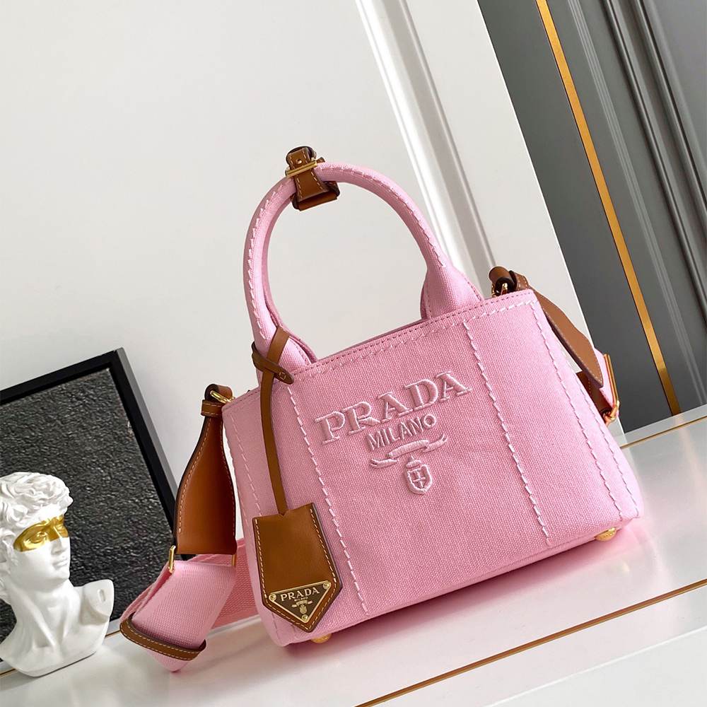 Pra*a Jardinière cotton canvas mini-bag(HIGH-END GRADE)