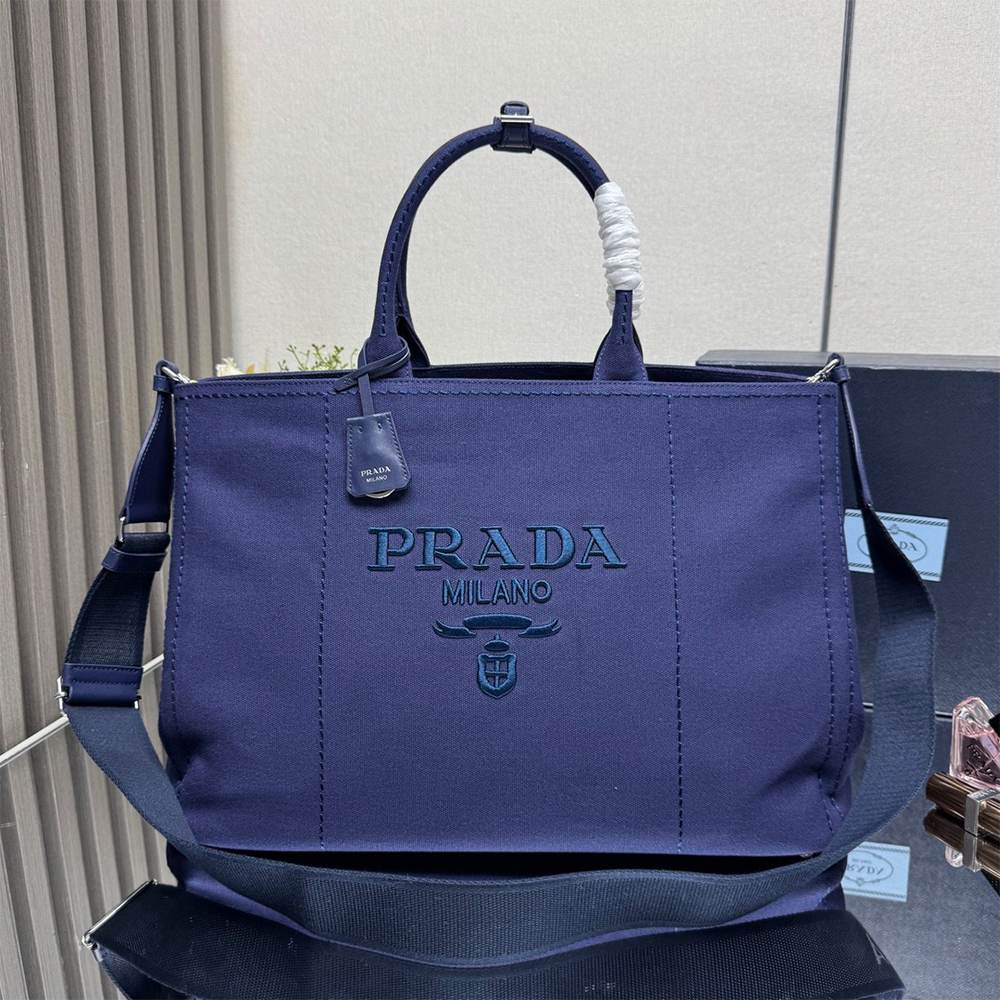 Pra*a Jardinière extra-large cotton canvas tote bag(HIGH-END GRADE)
