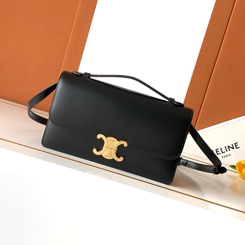 Ce1i*e MEDIUM TRIOMPHE FOLIO IN SHINY CALFSKIN(HIGH-END GRADE)