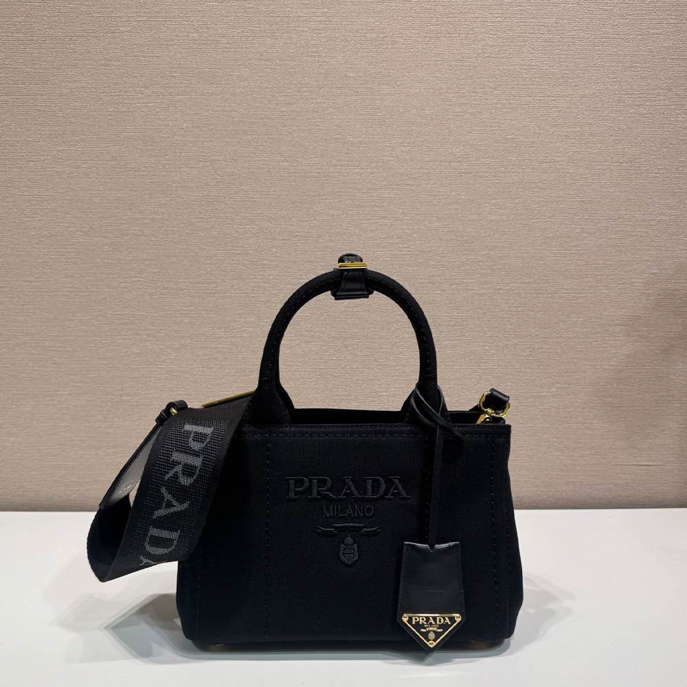 Pra*a Jardinière cotton canvas mini-bag(HIGH-END GRADE)