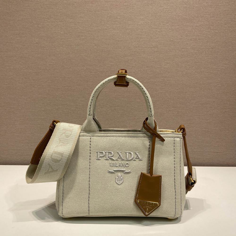 Pra*a Jardinière cotton canvas mini-bag(HIGH-END GRADE)