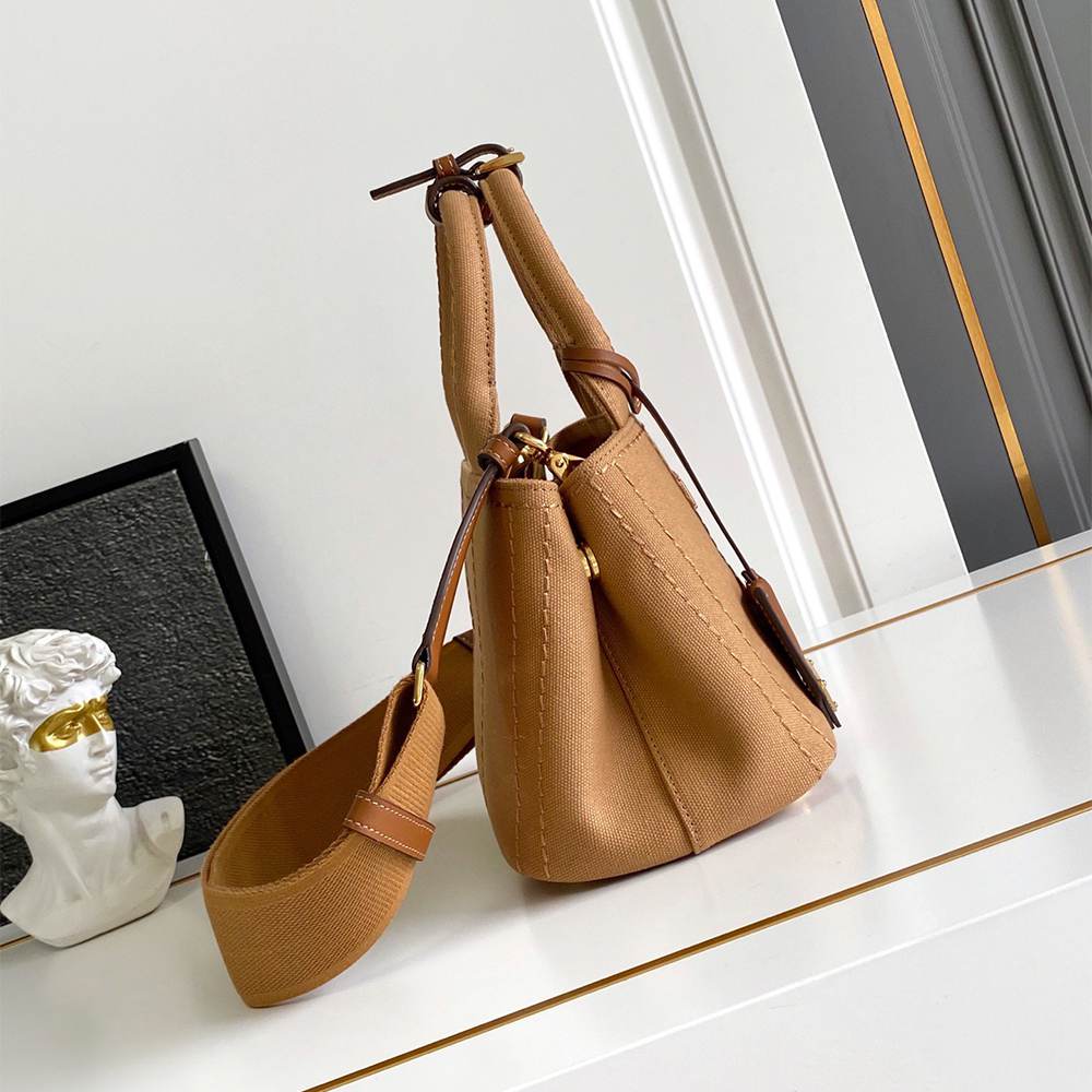 Pra*a Jardinière cotton canvas mini-bag(HIGH-END GRADE)