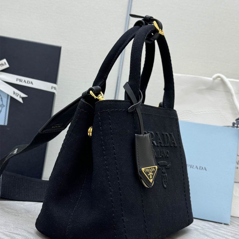 Pra*a Jardinière small cotton canvas handbag(HIGH-END GRADE)