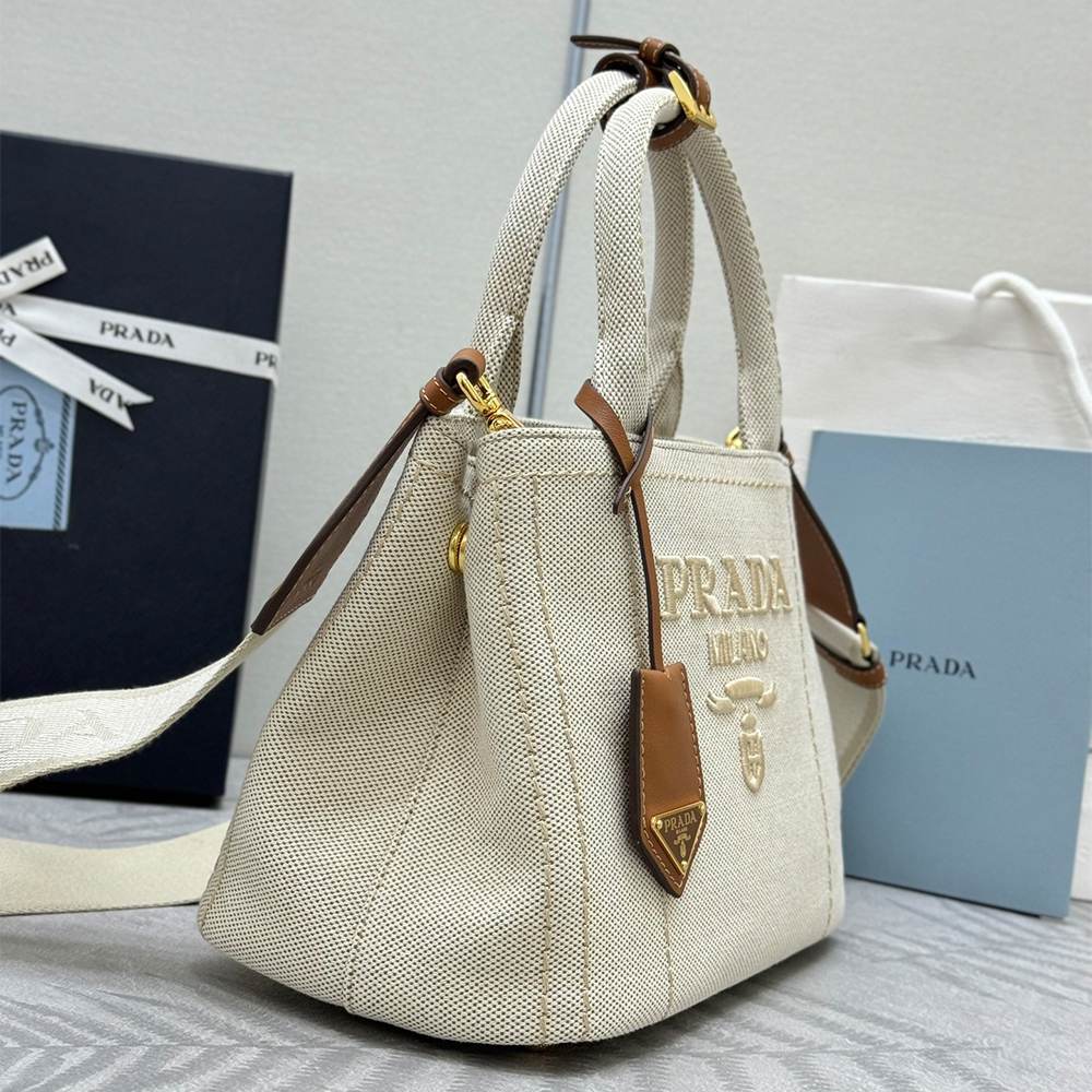 Pra*a Jardinière small cotton canvas handbag(HIGH-END GRADE)