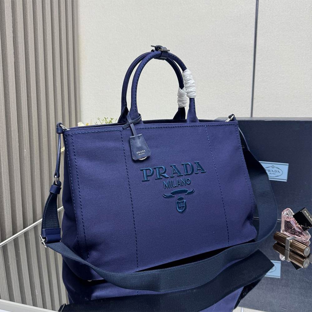 Pra*a Jardinière extra-large cotton canvas tote bag(HIGH-END GRADE)