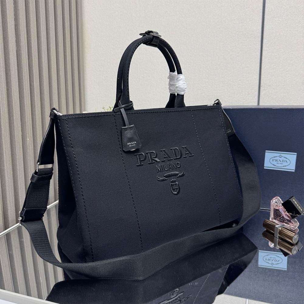 Pra*a Jardinière extra-large cotton canvas tote bag(HIGH-END GRADE)