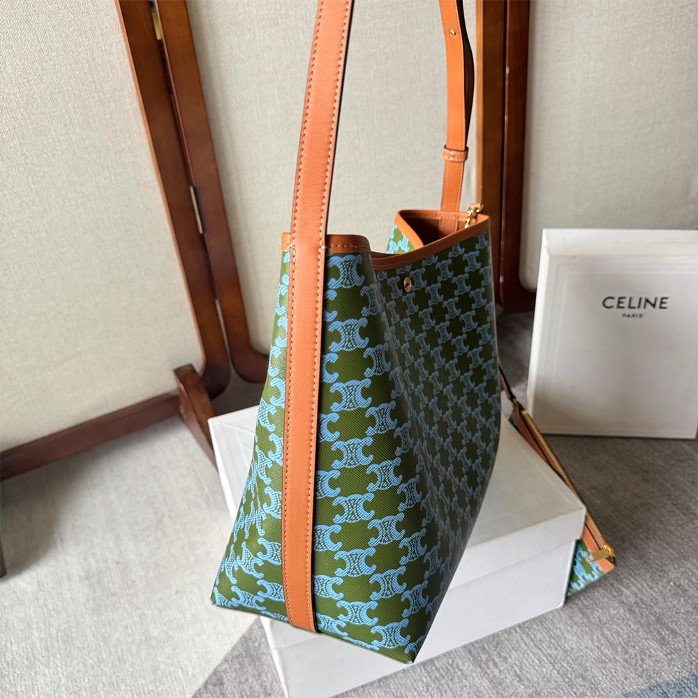 Ce1i*e SOFT SHOPPER BAG IN TRIOMPHE CANVAS AND CALFSKIN(HIGH-END GRADE)