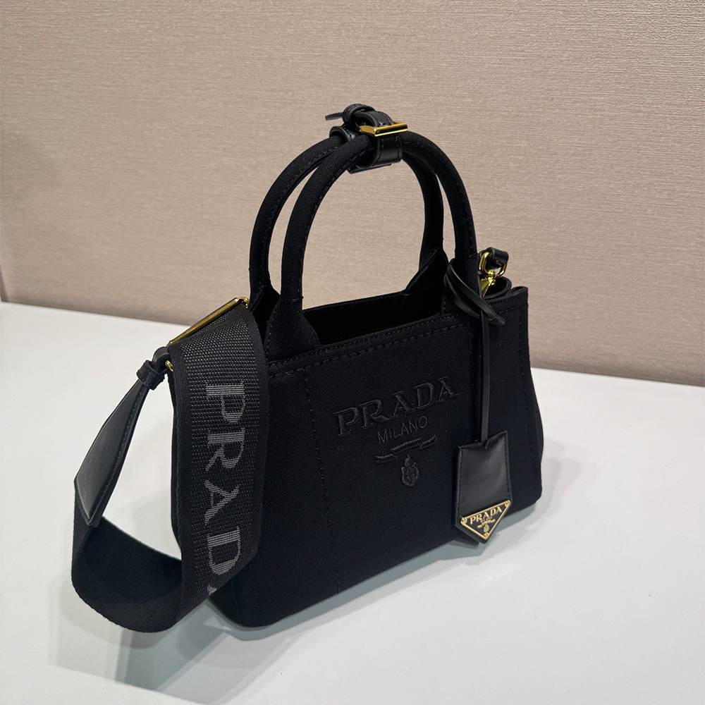 Pra*a Jardinière cotton canvas mini-bag(HIGH-END GRADE)