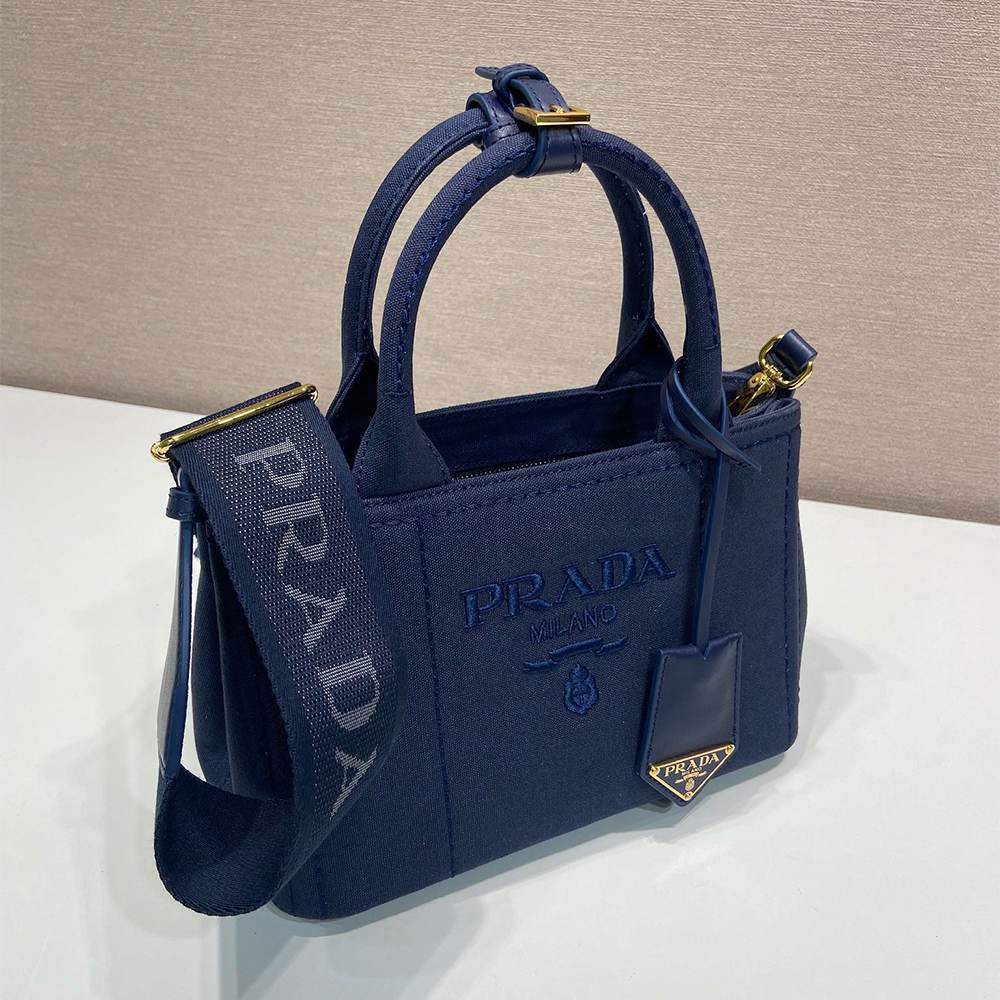 Pra*a Jardinière cotton canvas mini-bag(HIGH-END GRADE)