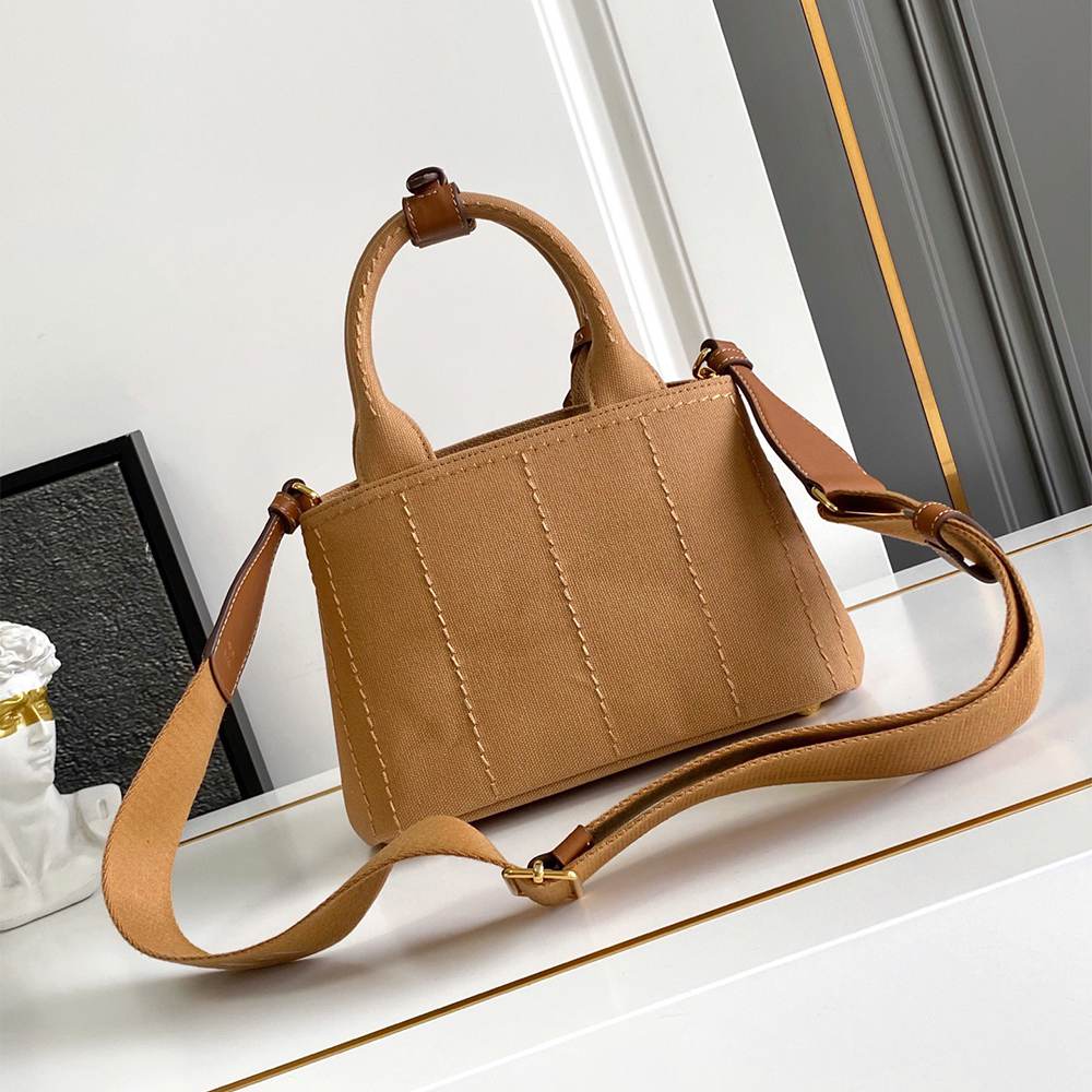 Pra*a Jardinière cotton canvas mini-bag(HIGH-END GRADE)