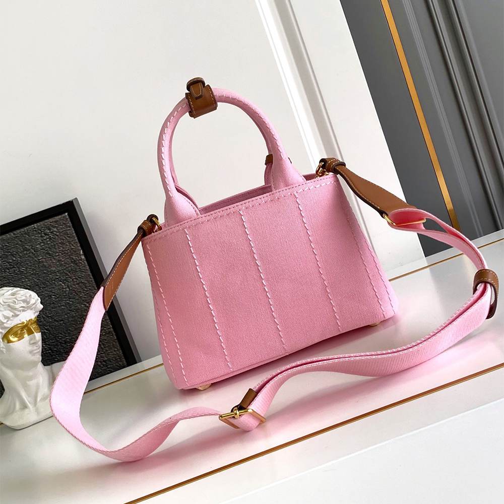 Pra*a Jardinière cotton canvas mini-bag(HIGH-END GRADE)