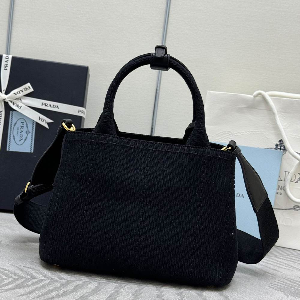 Pra*a Jardinière small cotton canvas handbag(HIGH-END GRADE)