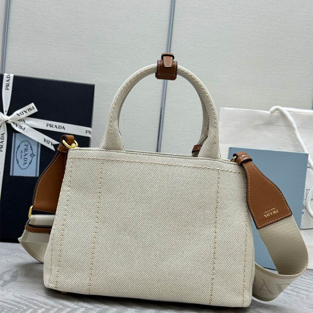 Pra*a Jardinière small cotton canvas handbag(HIGH-END GRADE)