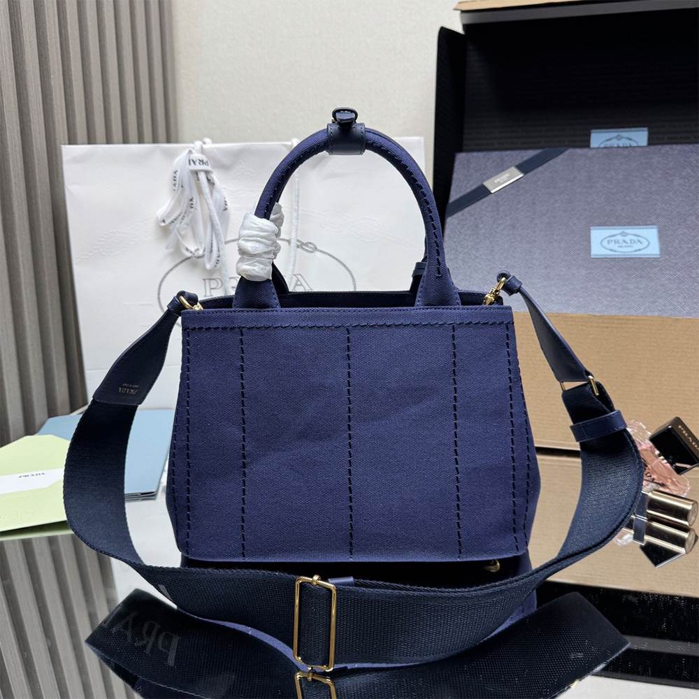Pra*a Jardinière small cotton canvas handbag(HIGH-END GRADE)