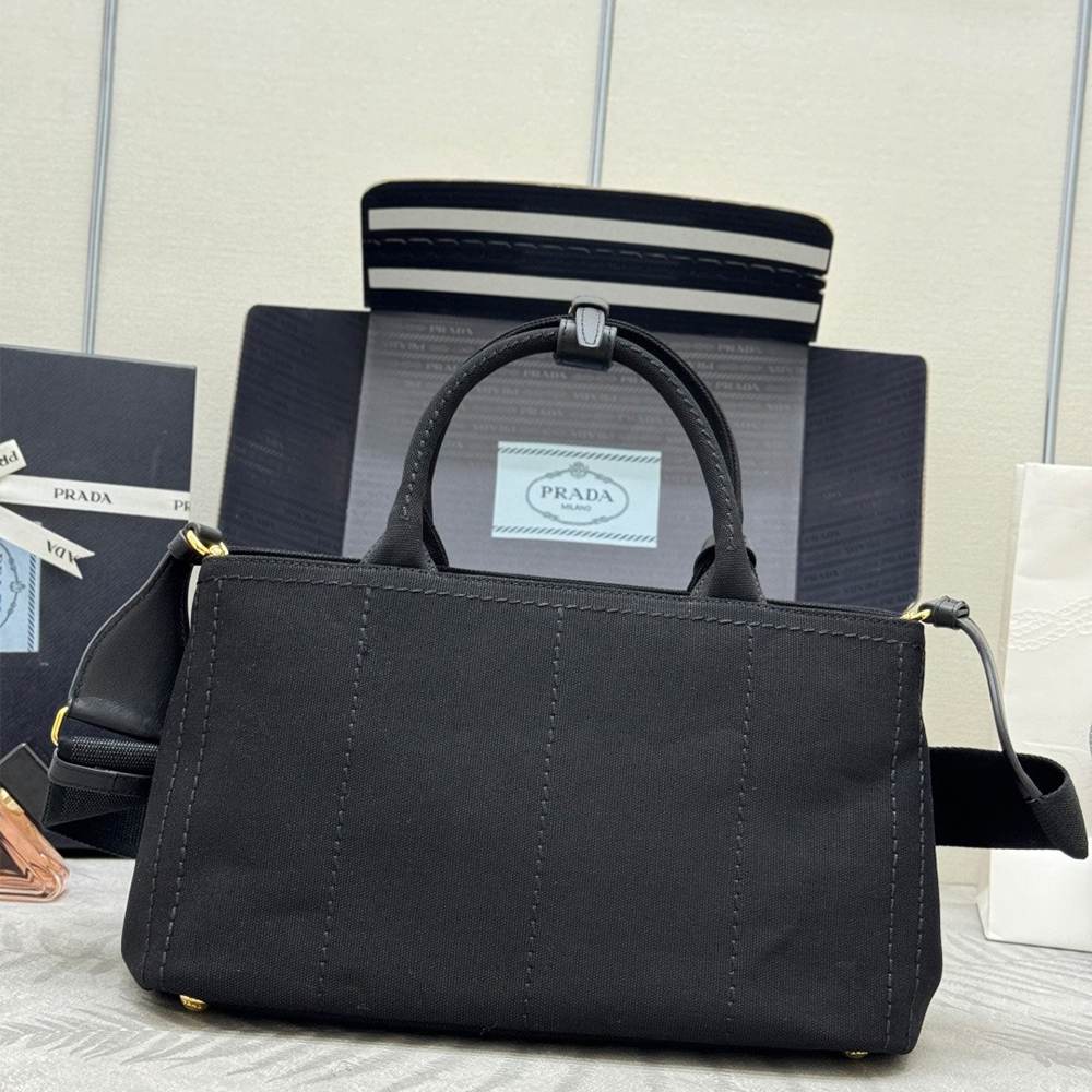 Pra*a Jardinière large cotton canvas handbag(HIGH-END GRADE)