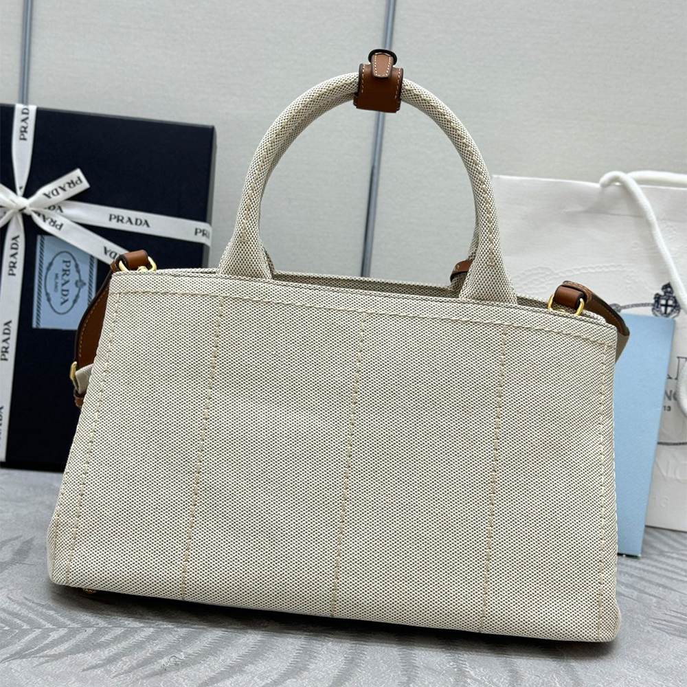 Pra*a Jardinière large cotton canvas handbag(HIGH-END GRADE)