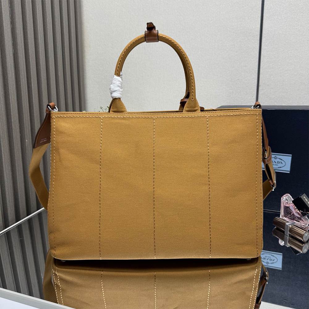 Pra*a Jardinière extra-large cotton canvas tote bag(HIGH-END GRADE)