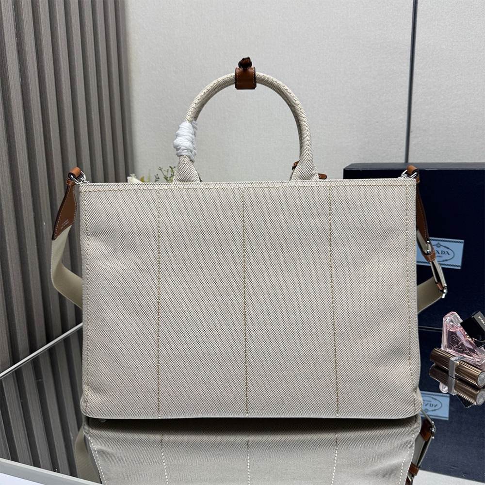 Pra*a Jardinière extra-large cotton canvas tote bag(HIGH-END GRADE)