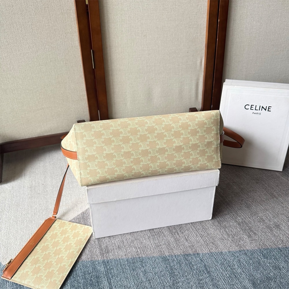 Ce1i*e SOFT SHOPPER BAG IN TRIOMPHE CANVAS AND CALFSKIN(HIGH-END GRADE)