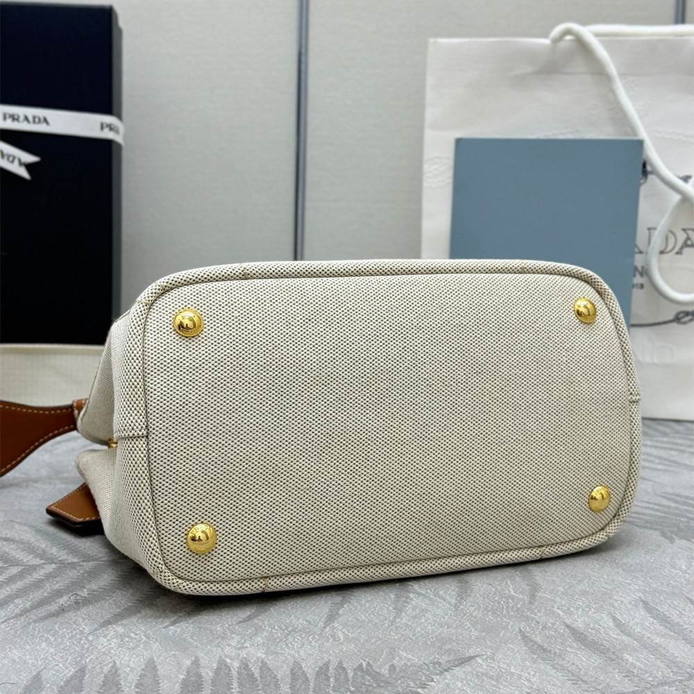 Pra*a Jardinière small cotton canvas handbag(HIGH-END GRADE)