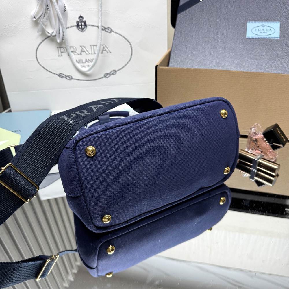 Pra*a Jardinière small cotton canvas handbag(HIGH-END GRADE)
