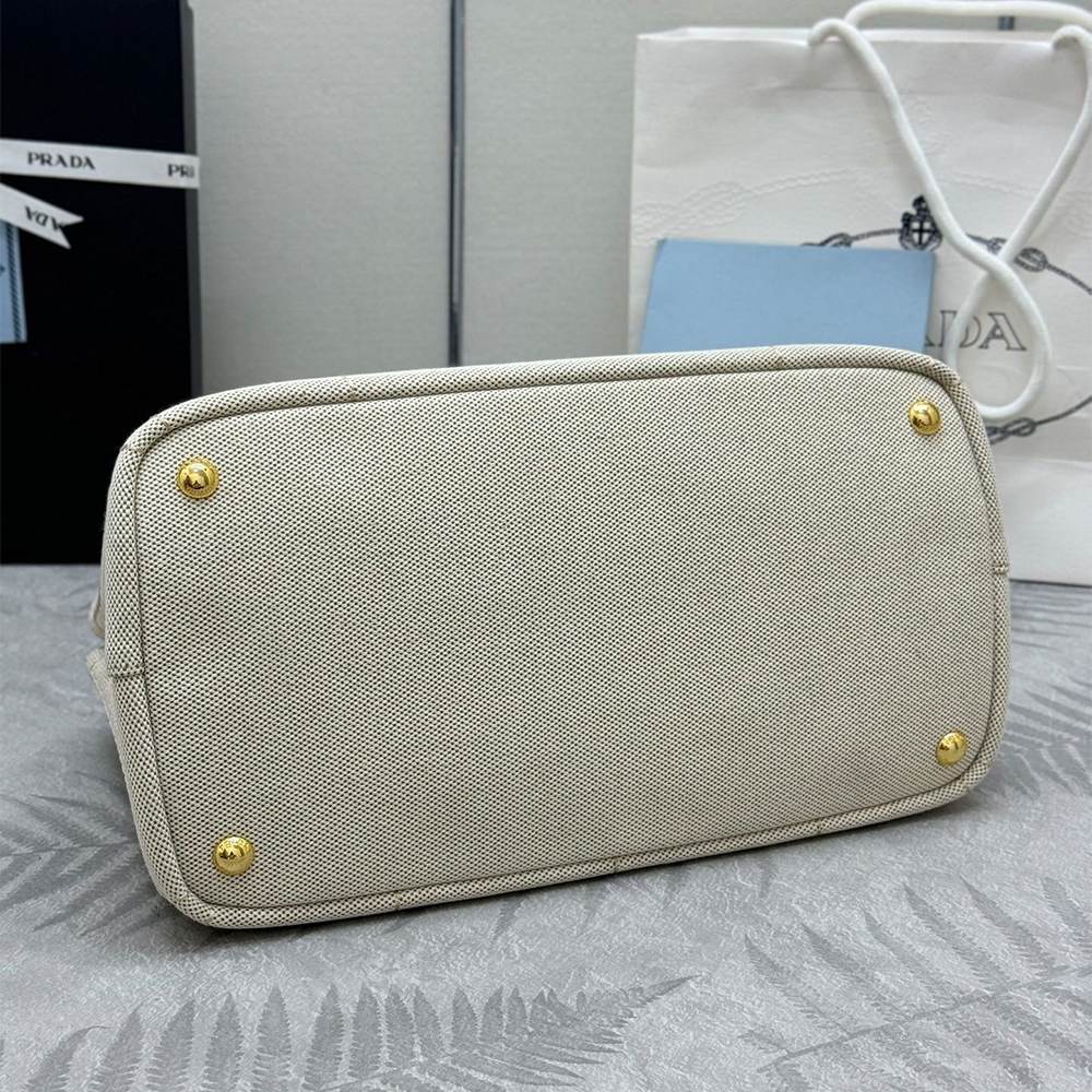 Pra*a Jardinière large cotton canvas handbag(HIGH-END GRADE)