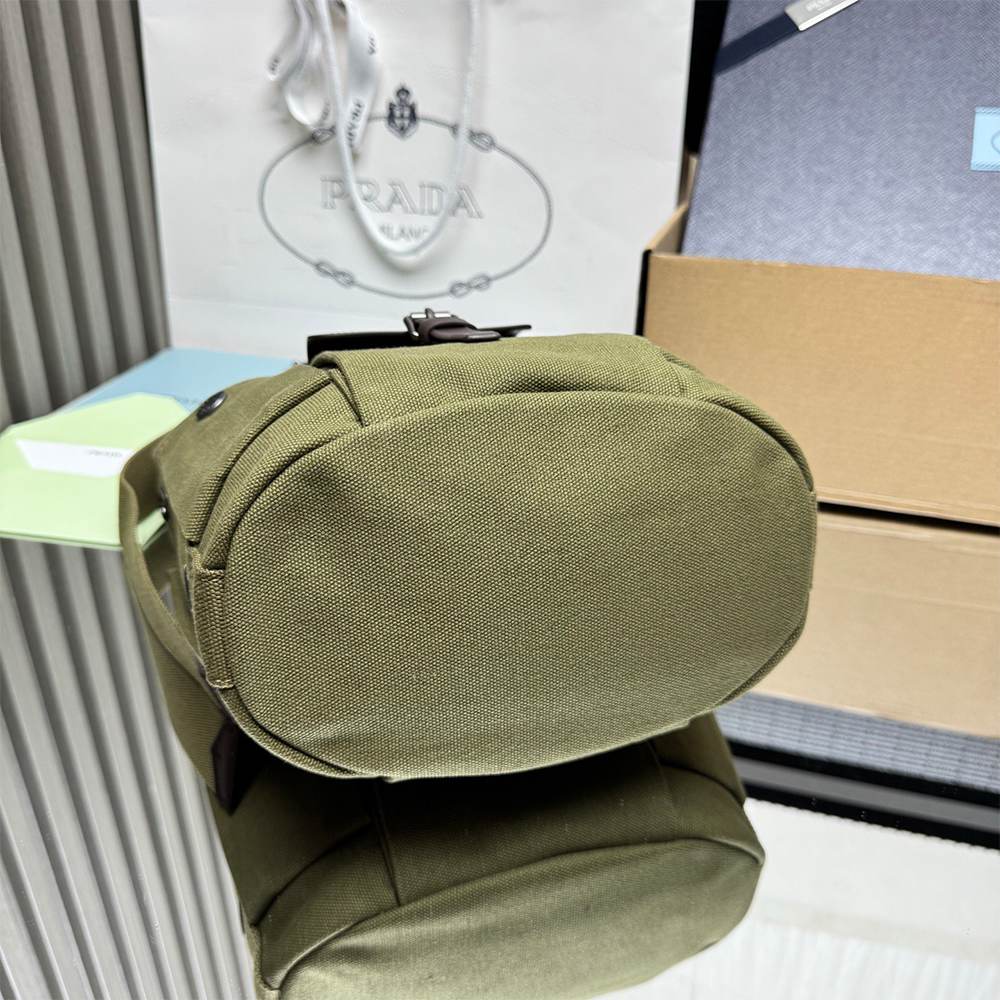 Pra*a Route mini canvas and leather bucket bag(HIGH-END GRADE)
