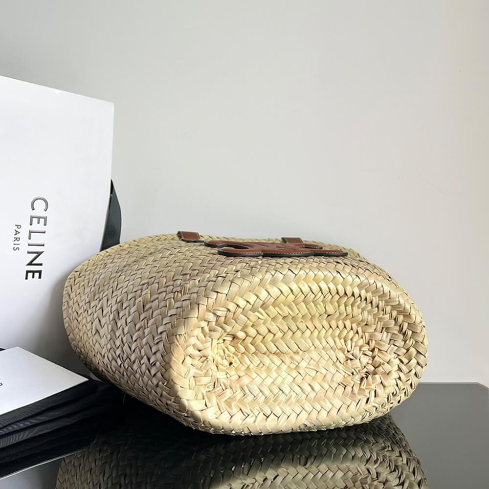 Ce1i*e MEDIUM Ce1i*e CLASSIC PANIER IN palm leaves and Calfskin(HIGH-END GRADE)